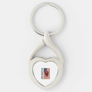 Halloween Skull Patriotic Vintage Scary Flag_1 Key Ring
