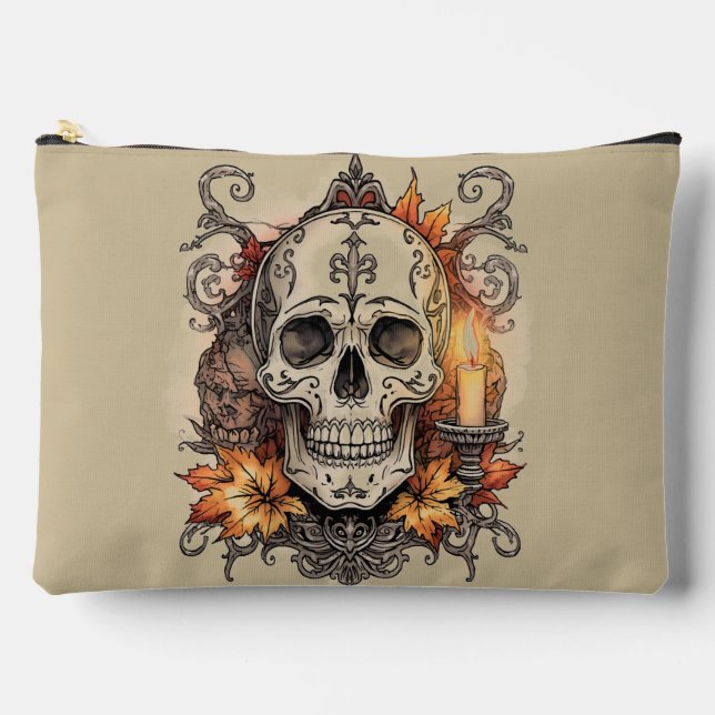 Halloween,Skull Pattern, Candlelight Calavera, Accessory Pouch (Front)