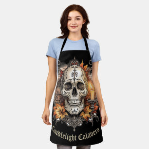 Halloween,Skull Pattern, Candlelight Calavera, Apron