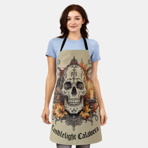 Halloween,Skull Pattern, Candlelight Calavera, Apron