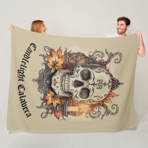 Halloween,Skull Pattern, Candlelight Calavera, Fleece Blanket
