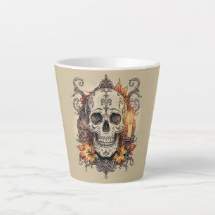 Halloween,Skull Pattern, Candlelight Calavera, Latte Mug