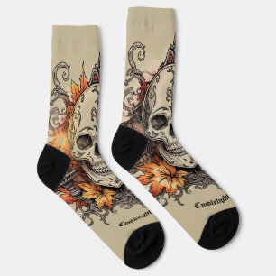 Halloween,Skull Pattern, Candlelight Calavera, Socks