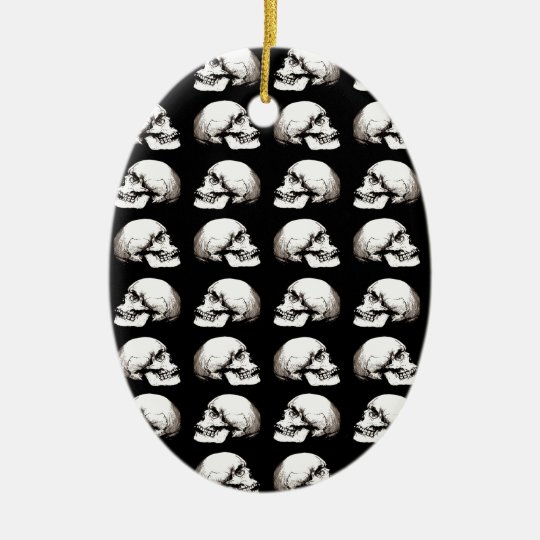 Halloween skull pattern ceramic ornament