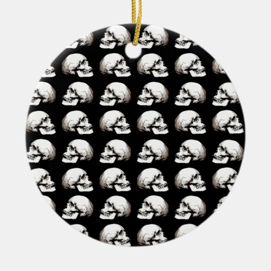 Halloween skull pattern ceramic ornament