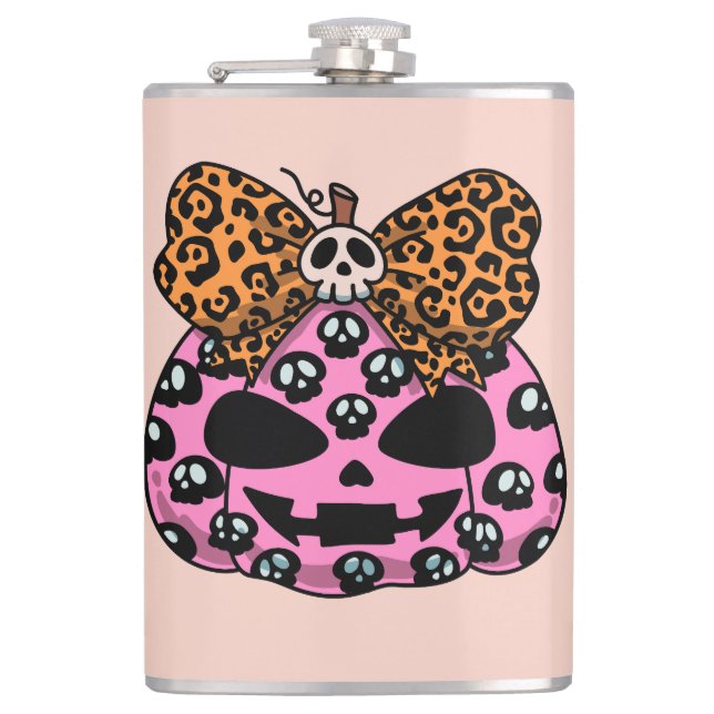 Halloween,Skull Pattern ,Face Pumpkin, Modern  Hip Flask (Front)