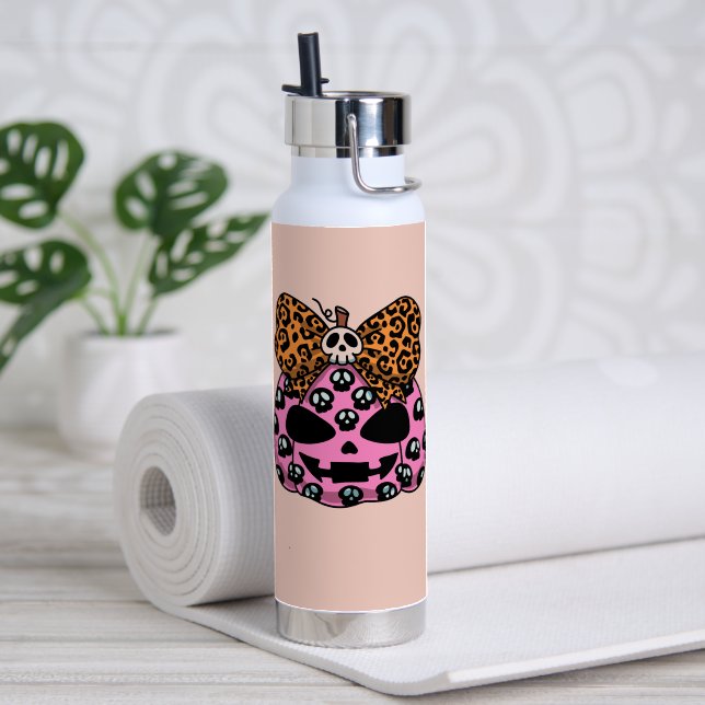 Halloween,Skull Pattern ,Face Pumpkin, Modern,Jack Water Bottle (Yoga (Rotated))