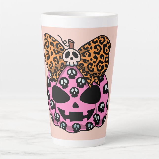 Halloween,Skull Pattern ,Face Pumpkin, Modern  Latte Mug (Front)