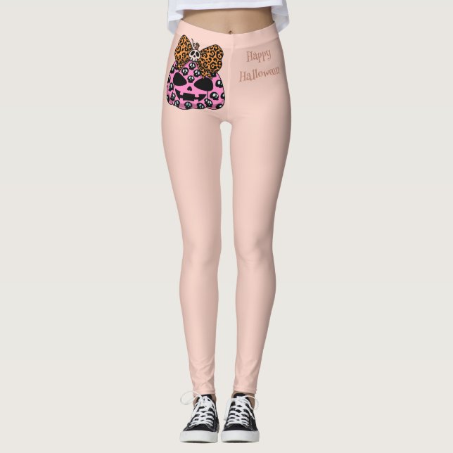 Halloween,Skull Pattern ,Face Pumpkin, Modern  Leggings (Front)