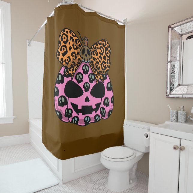 Halloween,Skull Pattern ,Face Pumpkin, Modern  Shower Curtain (In Situ)
