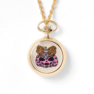 Halloween, Skull Pattern Face Pumpkin Watch