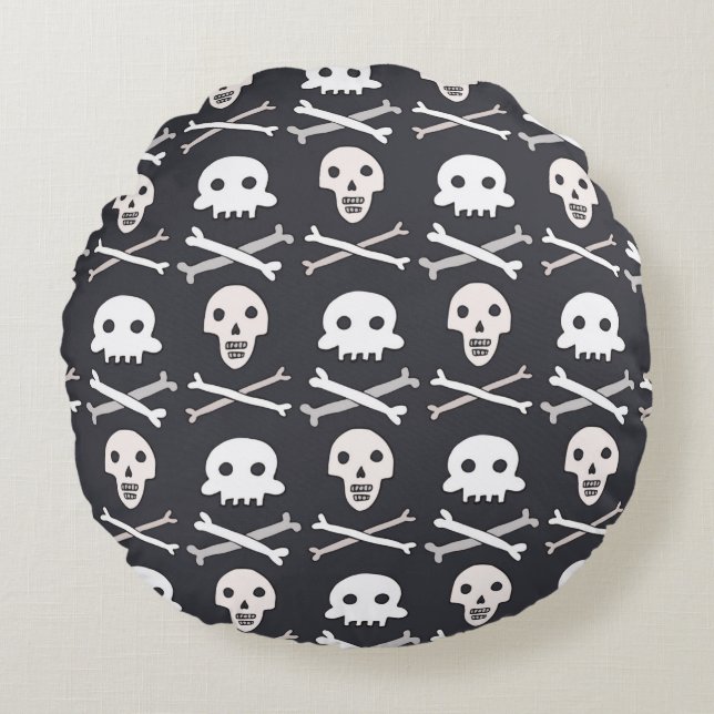 Halloween skull pattern round cushion (Front)