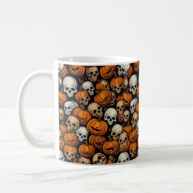 Halloween skull pumpkin bat  coffee mug (Left)