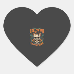 Halloween Skull Pumpkin Hunting Night Design_1 Heart Sticker