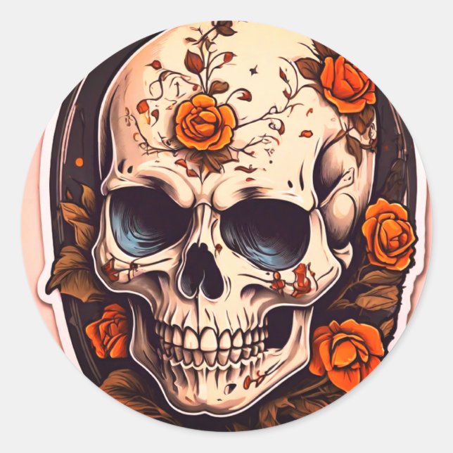 Halloween skull pumpkin sticker (Front)