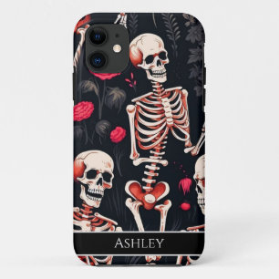 Halloween Skull Red Roses Personalised iPhone 11 Case