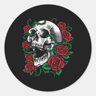 Halloween Skull Rose Skeleton Gift Idea  Classic Round Sticker