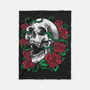 Halloween Skull Rose Skeleton Gift Idea Fleece Blanket