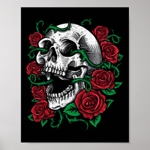 Halloween Skull Rose Skeleton Gift Idea Poster