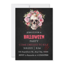 Halloween Skull Roses Party Invitation Adults