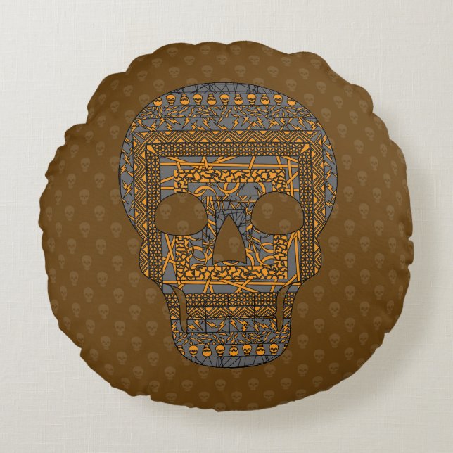 Halloween Skull Round Pillow (Front)