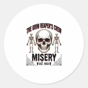 Halloween Skull Scary Creepy Vintage Story_1 Classic Round Sticker