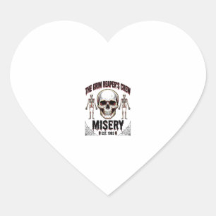Halloween Skull Scary Creepy Vintage Story_1 Heart Sticker