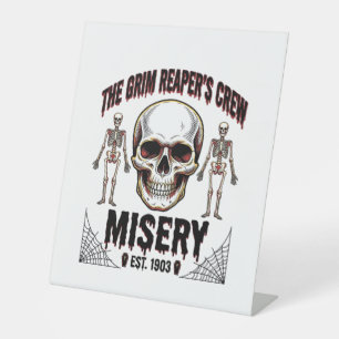 Halloween Skull Scary Creepy Vintage Story_1 Pedestal Sign