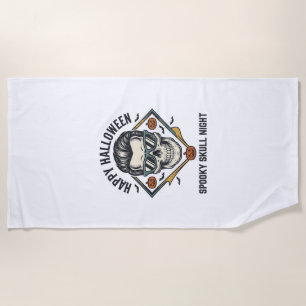 Halloween Skull Shirt Vintage Engraving Graphic_1 Beach Towel