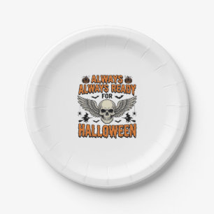 Halloween Skull Shirt Vintage Engraving Spooky Quo Paper Plate