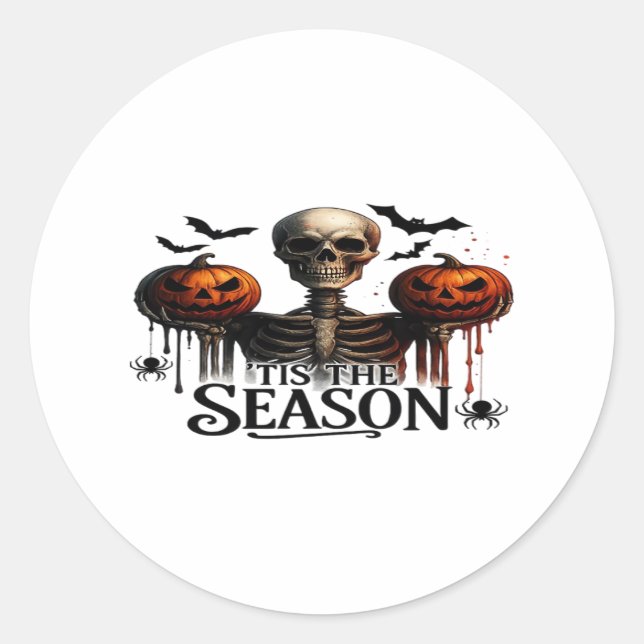 Halloween Skull Skeleton Classic Round Sticker (Front)