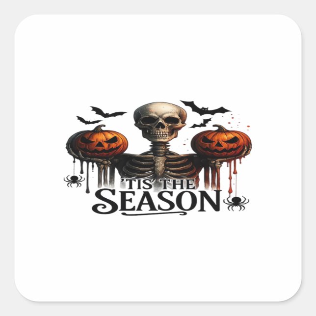 Halloween Skull Skeleton Square Sticker (Front)