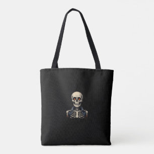 Halloween Skull Skeleton Tote Bag - Spooky 