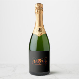Halloween Skull Sparkling Wine Label
