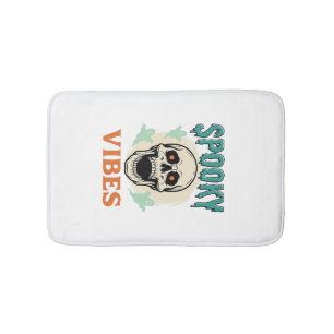 Halloween Skull Spooky Vibes Vintage Horror_1 Bath Mat