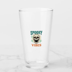 Halloween Skull Spooky Vibes Vintage Horror_1 Glass