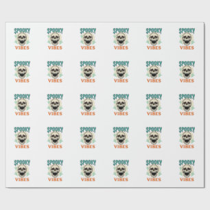 Halloween Skull Spooky Vibes Vintage Horror_1 Wrapping Paper