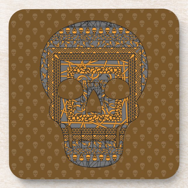 Halloween Skull Square Coaster (Front)