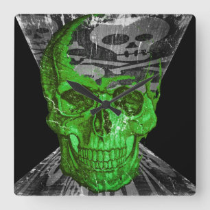 Halloween Skull Square Wall Clock