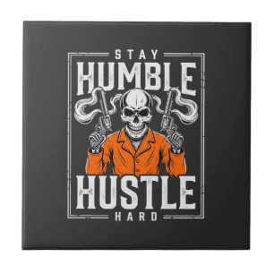 Halloween Skull Stay Humble Hustle Hard Ceramic Tile