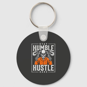 Halloween Skull Stay Humble Hustle Hard Key Ring