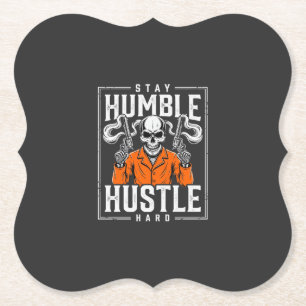 Halloween Skull Stay Humble Hustle Hard Paper Coaster