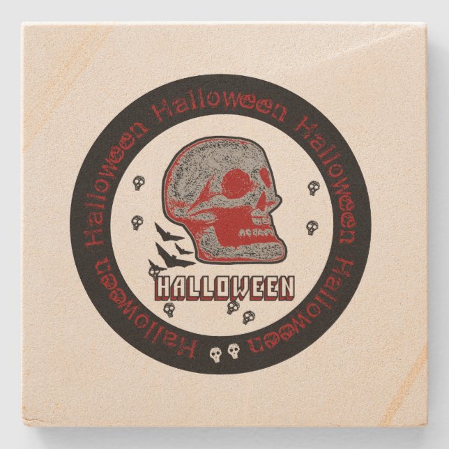 Halloween Skull Stone Coaster (Front)