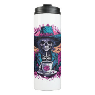 halloween skull thermal tumbler