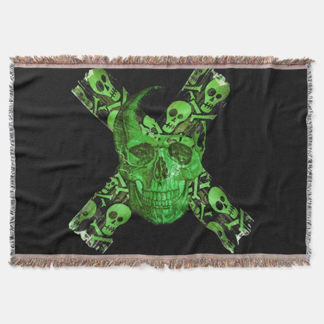 Halloween Skull Throw Blanket (Front)