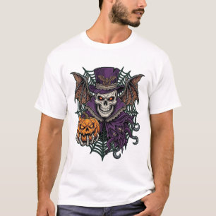 Halloween Skull Top Hat Bat Wings Pumpkin Spider W