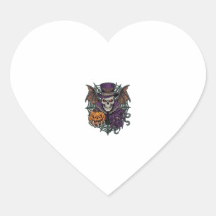 Halloween Skull Top Hat Bat Wings Pumpkin Spider W Heart Sticker