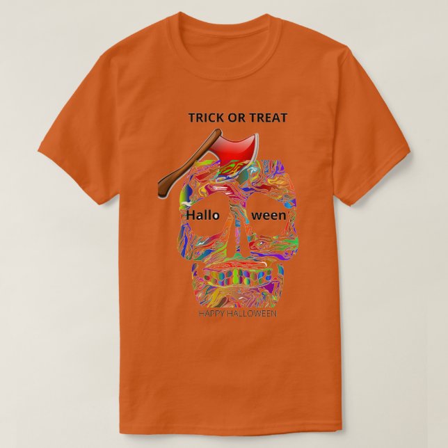 HALLOWEEN SKULL WITH AXE 2 T-Shirt (Design Front)