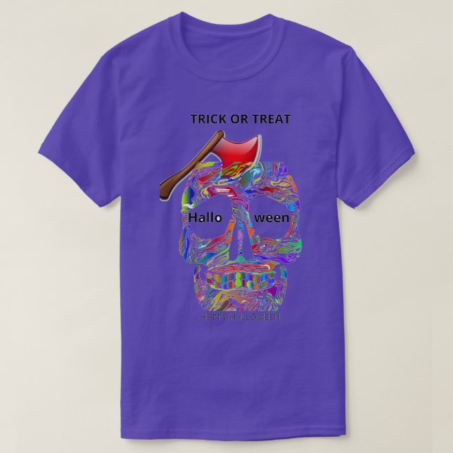 HALLOWEEN SKULL WITH AXE T-Shirt (Design Front)