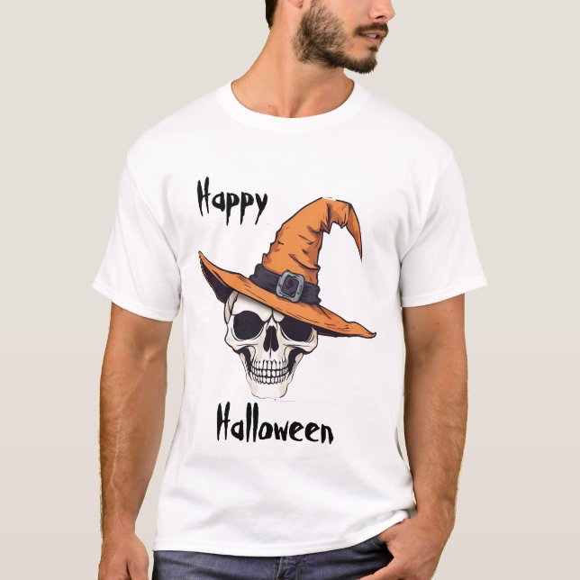 Halloween Skull with hat T-Shirt (Front)